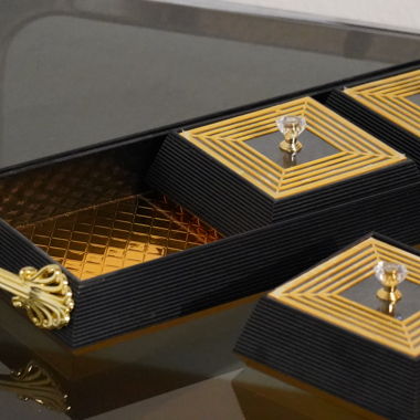 Edles Deko/Servierset Schwarz Gold