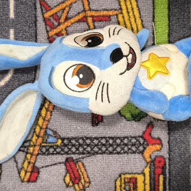Blue and white bunny plush
