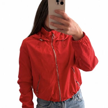 Red Hooded Jacket Bershka - Size S