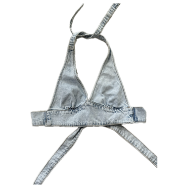 Top a collo alto in denim