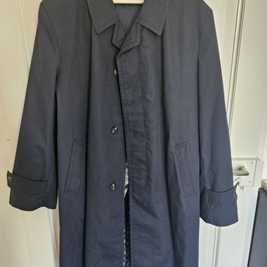 Trench blu navy con foderа a quadri, taglia L