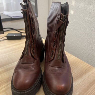 Brown Leather Lace-Up Boots 182 walder