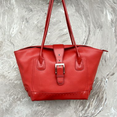 Rote Shopper-Tasche Lederoptik geprägt Silberfarbene Schnalle