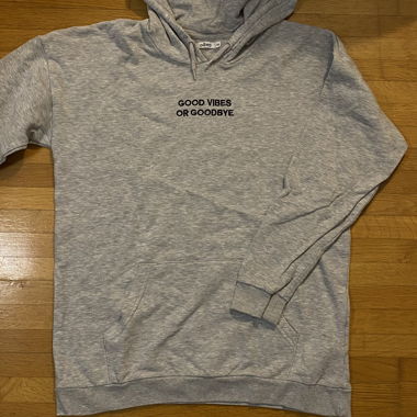 Hoodie grigio "Good Vibes" taglia 16 (xs-s)