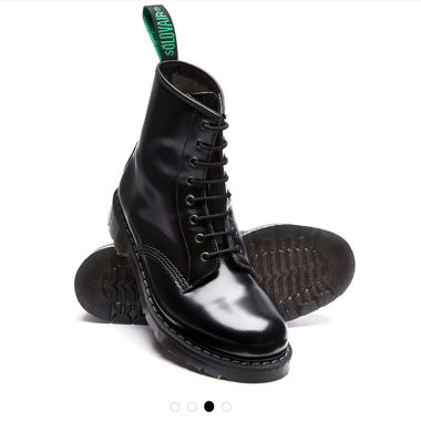 Solovair: schwarze Hi-Shine 8-Ösen Derby-Boot