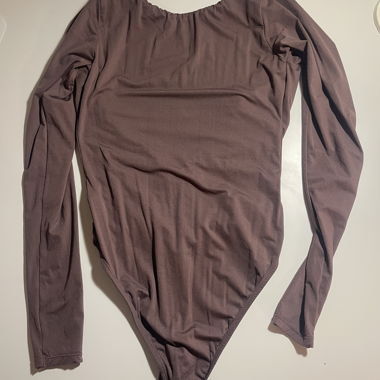 Brown long-sleeve backless bodysuit