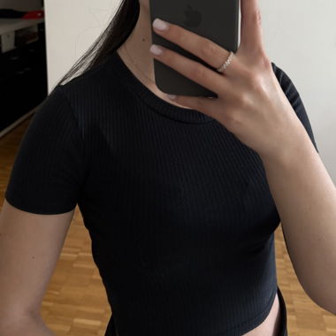 T-shirt Zara noir côtelé, taille S 