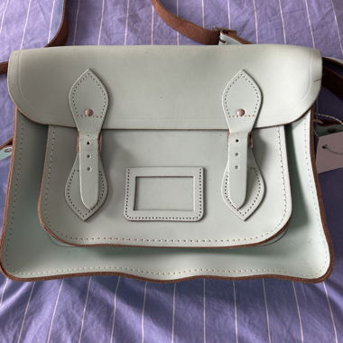 Borsa satchel in pelle verde menta