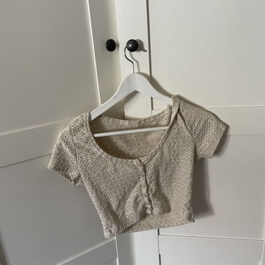 Top en maille beige ajouré