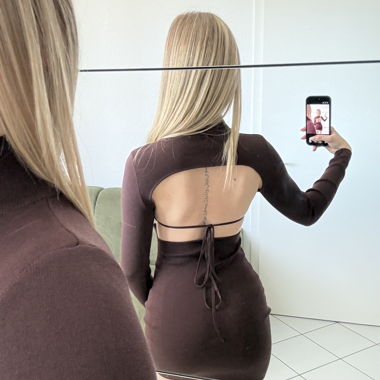 Brown bodycon dress with open back
