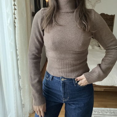 Maglione Marrone Collo Alto
