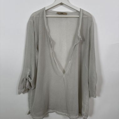 Sheer Beige Long-Sleeve Top