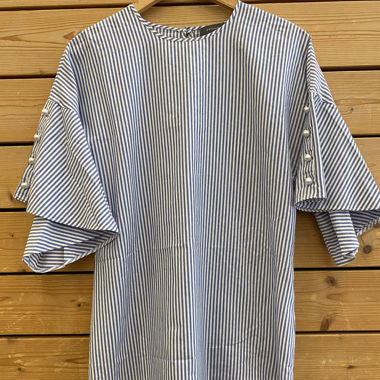 Gestreifte Primark-Bluse mit Rüschenärmeln T40