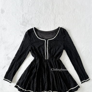 Gothic Schwarzes Spitzen-Babydoll-Kleid (XS/S)