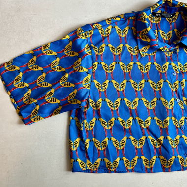 ZARA Vogelprint kurze Bluse