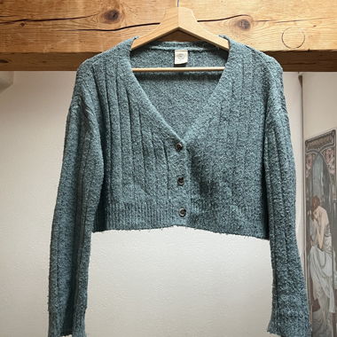 cardigan blu turchese corto