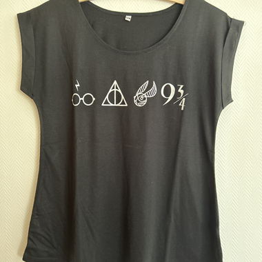 T-shirt nera motivi Harry Potter
