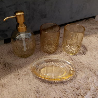 Set en verre Krystal avec distributeur de savon