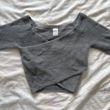 Grey fuzzy knit sweater