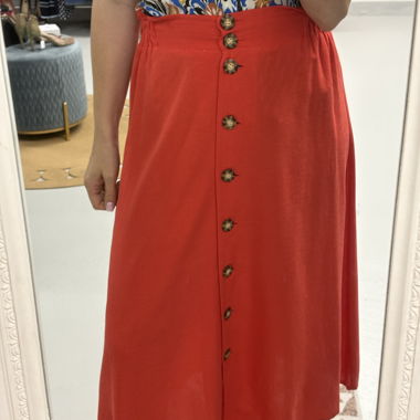 Orange Midi Skirt by Lascana Gr. 40 Linen