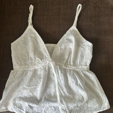 Babydoll Top White with Floral Pattern