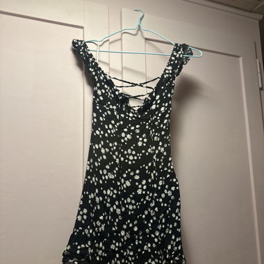 Black floral dress with ruffles