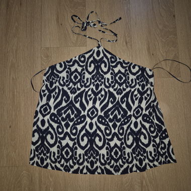 Dark Blue and White Printed Top