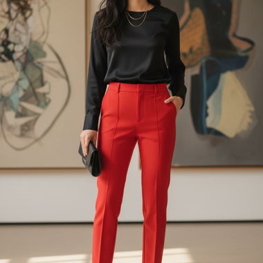 Pantalon de costume rouge ZARA XS