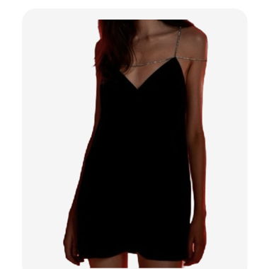 Black Mini Dress with Rhinestone Straps