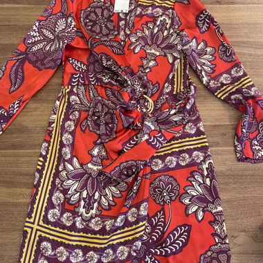 MNG floral wrap dress red purple size M