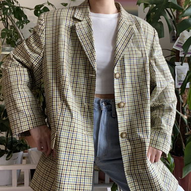 patterned oversized blazer
