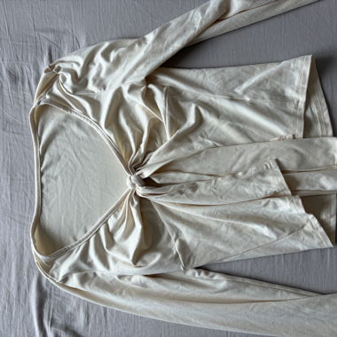 Beige Wrap Top with Long Sleeves