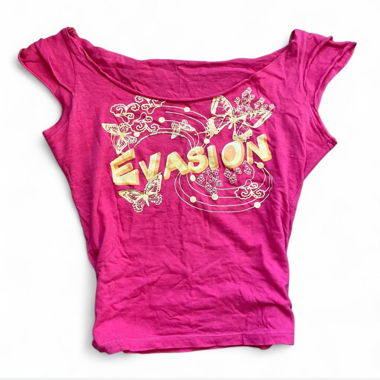 T-shirt graphique papillon Pink Evasion (M)