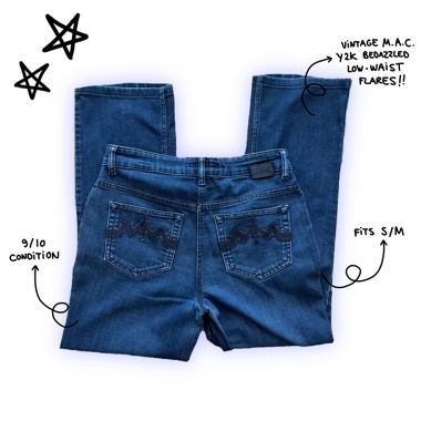 y2k low-waisted m.a.c. dark wash flared jeans