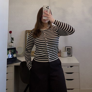 Giacca a righe nero crema