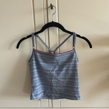blue y2k top with orange details