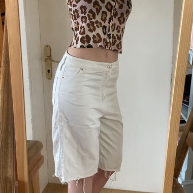 Short en jean blanc Zara