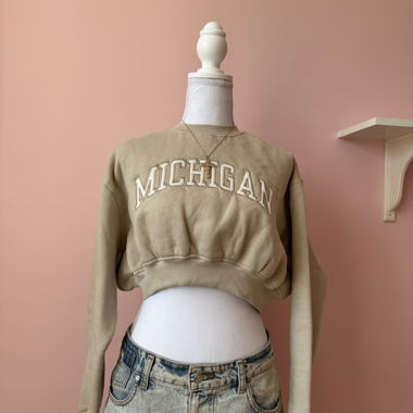 Cropped Sweat Michigan Pull&Bear beige XS