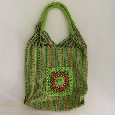 green boho chic woven shoulder bag