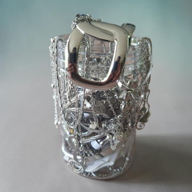 Silver-Colored Jewelry Jar made of Stainless Steel 