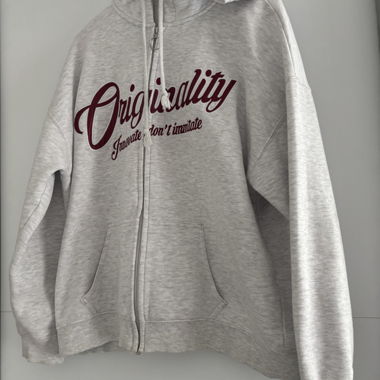 Grauer/weiess  Zip-Hoodie / feine Jacke oversize