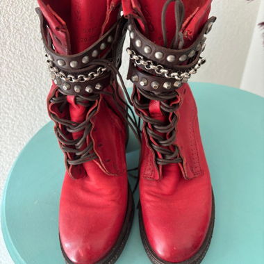 Red AS98 High-Heel Boots