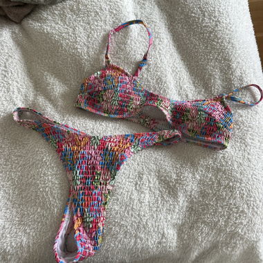 Colorful Bikini with Shirring