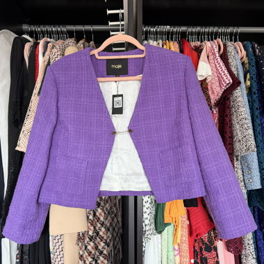 Blazer corto in tweed viola Maje taglia FR 38