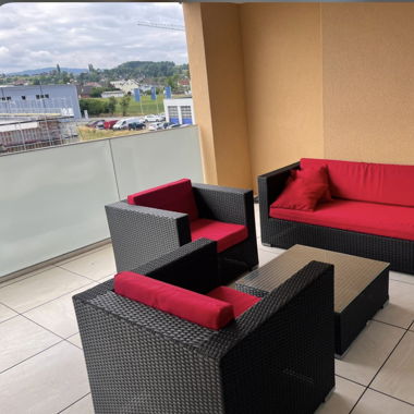 Rattanlounge 4teilig mit Glastisch