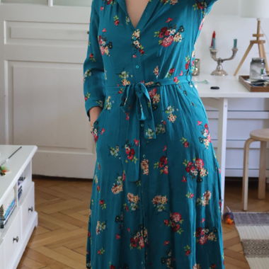 Abito camicia floreale turchese