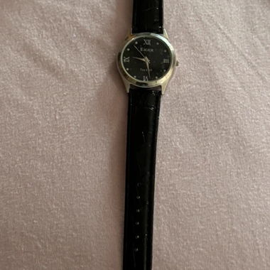 Schwarze Vintage Optik Kunstleder Uhr