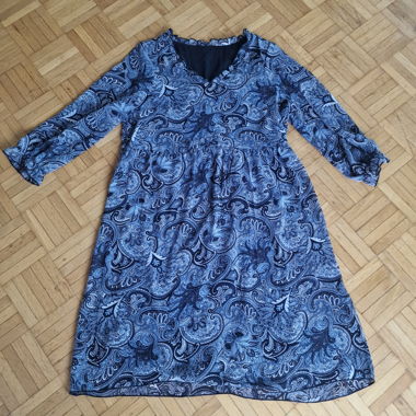 Chicorée Paisley-Kleid – Blau/Schwarz – Grösse XS