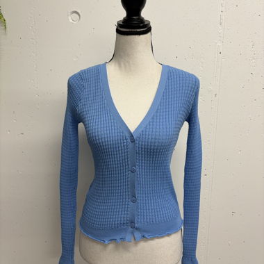 Mango Ribbed Knit Cardigan XS Blue