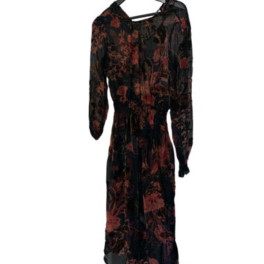 Black Maxi Dress with Floral Pattern